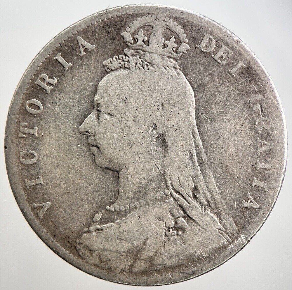 1889 Victoria Half Crown Silver Coin Fair Condition a2628