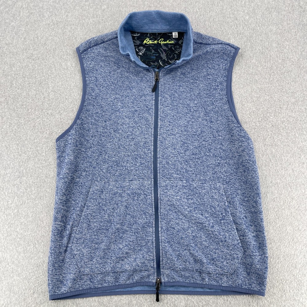Robert Graham Vest Men's 2XL XXL Blue Full Zip Classic Side Pockets Lightweight