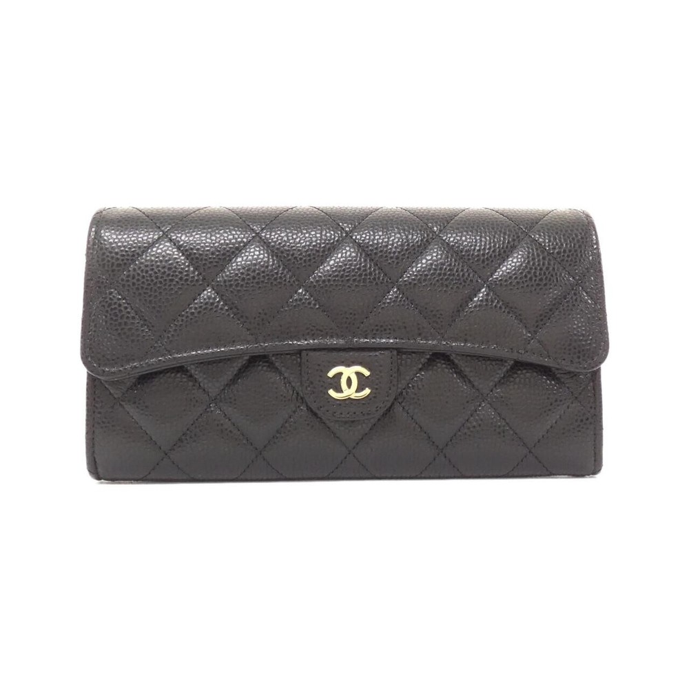 Authentic CHANEL Timeless Classic Wallet AP0241 Black Caviar Gold Hardware