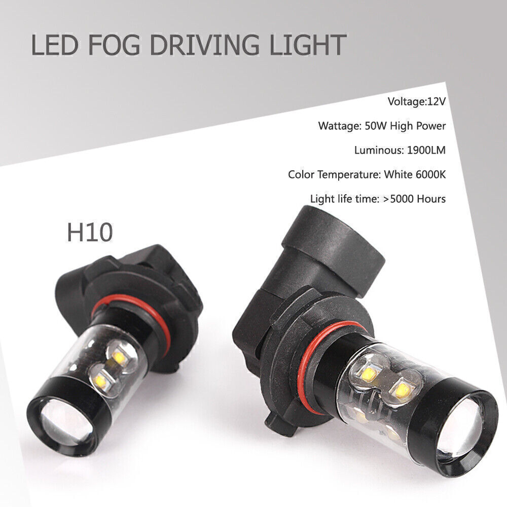 H10 50W 6000K Car LED Fog Daytime Driving Headlights Lamp Bulbs Cool White US
