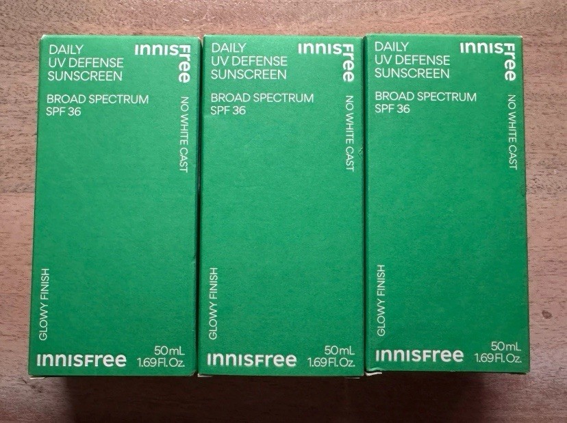 Lot of 3 Innisfree Daily UV Defense Mineral Sunscreen SPF 45, 1.69 oz NIB