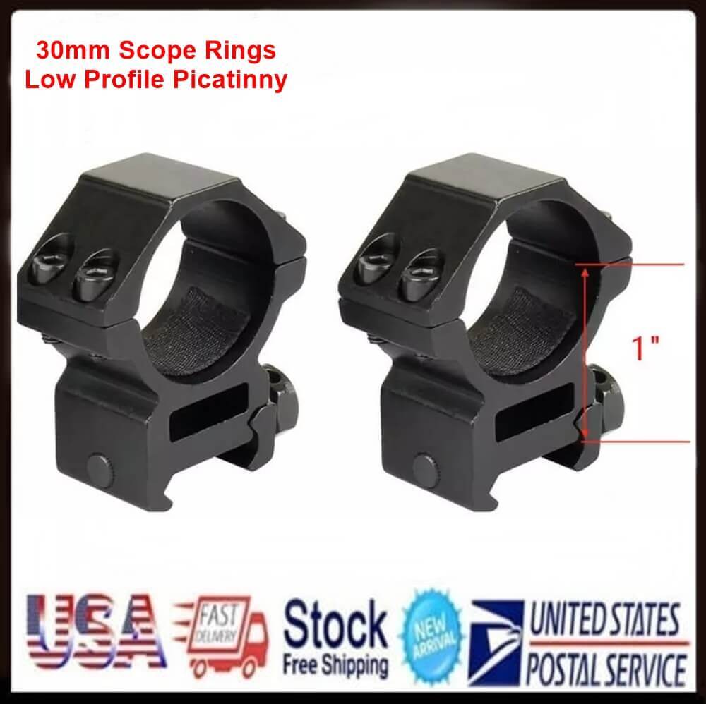 Pair 30mm Low Profile Scope Rings Mount for 20mm Weaver Picatinny Gun Rifle Rail