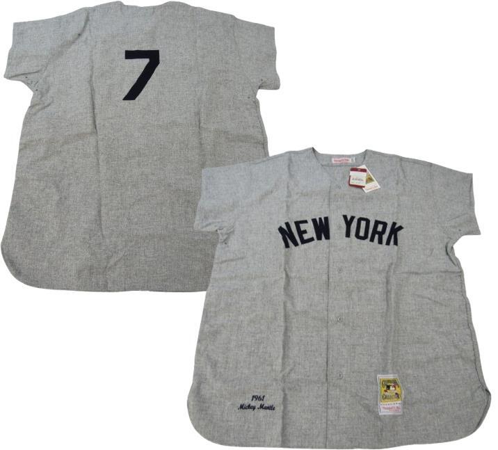 1961 Mickey Mantle #7 Yankees Men 3XL Mitchell & Ness AUTHENTIC Wool Jersey $225