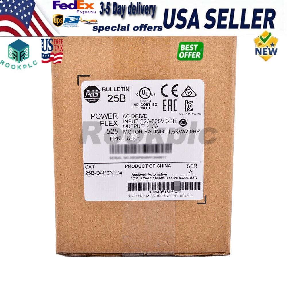 AB25B-D4P0N104 NEW AB 25B-D4P0N104 PowerFlex 525 1.5kW 2Hp AC Drive USA！