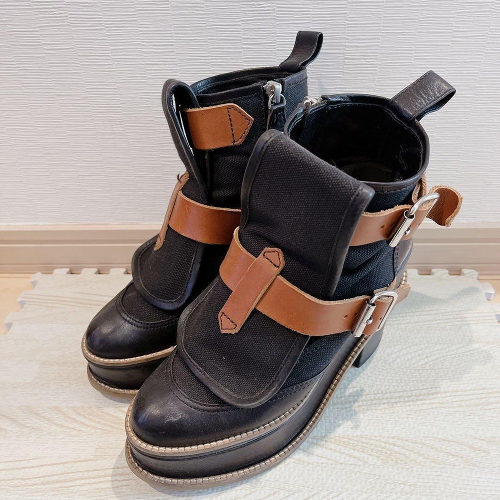 Vivienne Westwood Women 6.5US Belt Short Boots Black Ladies Women Designer Shoes