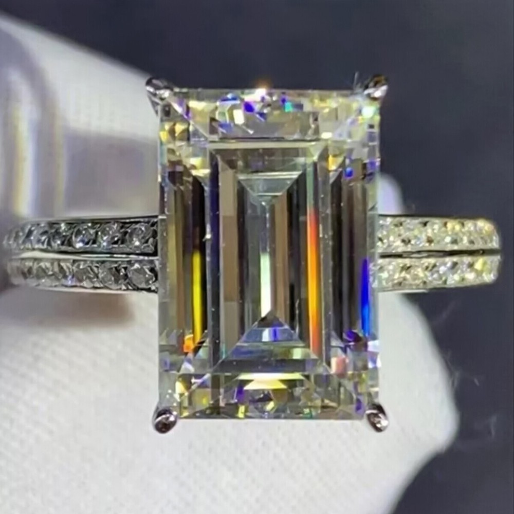 6.10 Ct Certified Marquise Cut F VS1 CVD White Diamond Solitaire Ring 925 Silver