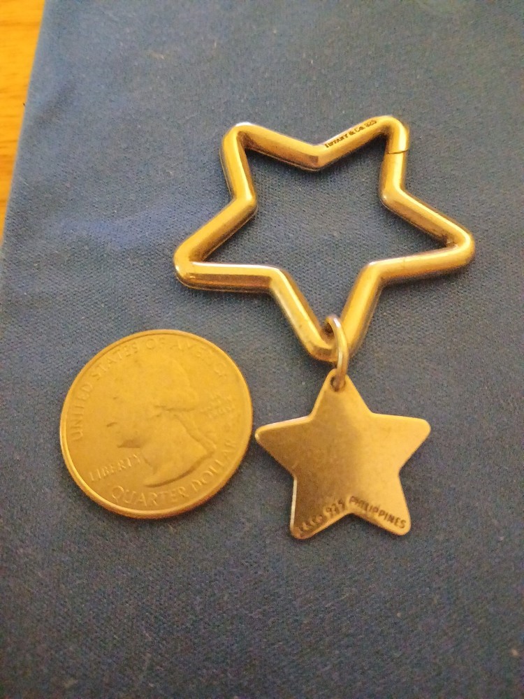 Tiffany & Co Sterling Silver 925 Double Star Key Ring SV925