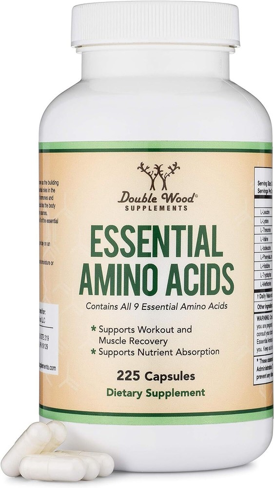 Double Wood Essential Amino Acids 225 Caps for Muscle Growth & Recovery Support-image
