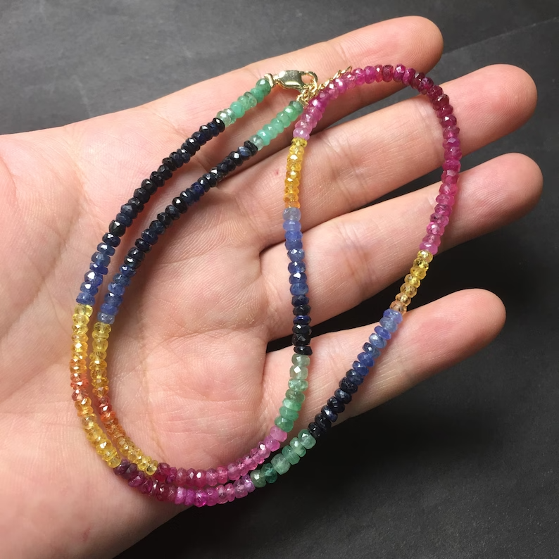 Natural A+ Multi Sapphire Faceted Rondelle Gemstone 24