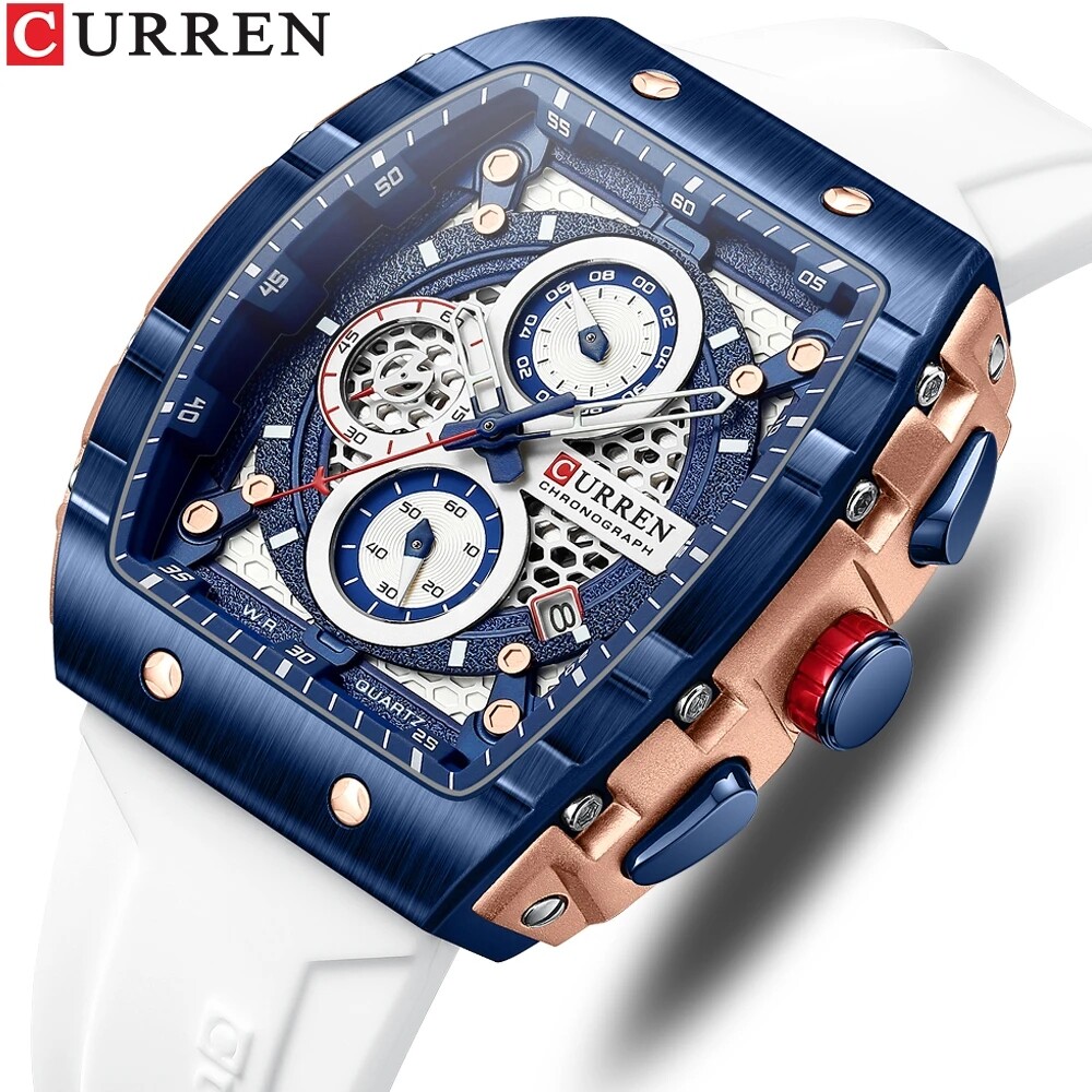 Curren Men's Sport Watch with Silicone Band Big Case Quartz Wristwatch