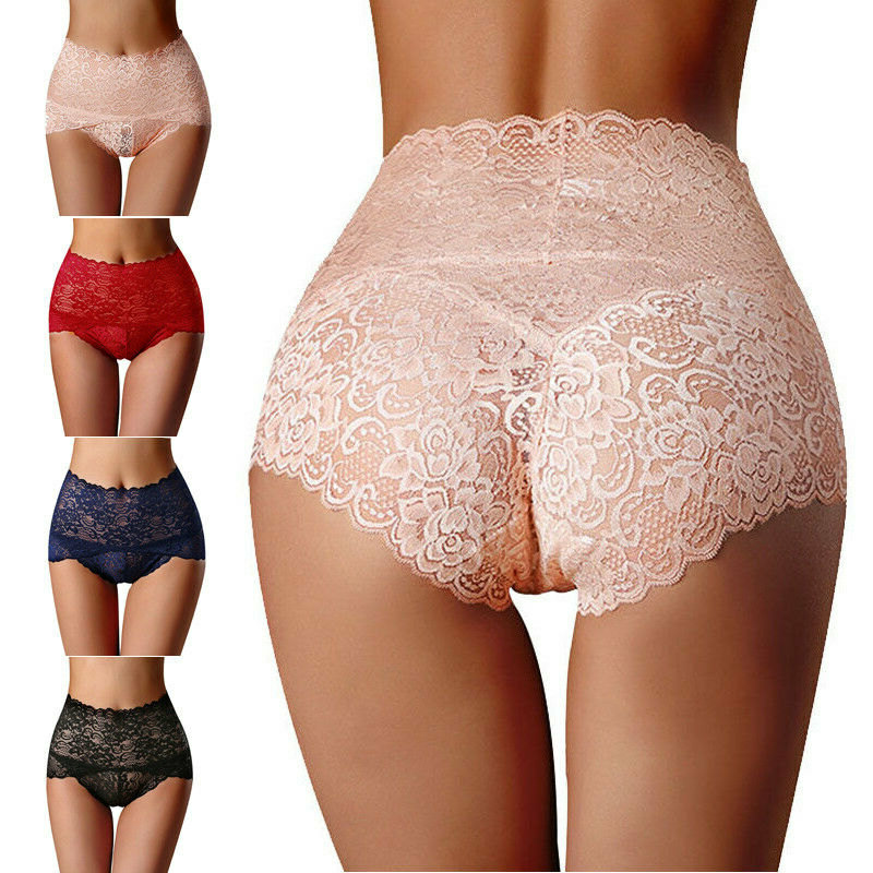 Women Lace Panties 3Pack Plus Size Underwear High Waist Knicker Lingerie Female