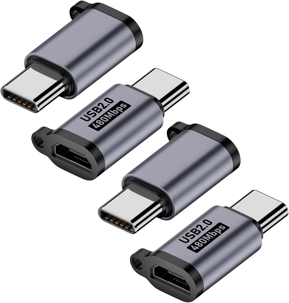 AreMe 4-Pack Micro USB to USB-C Adapter Female Grey