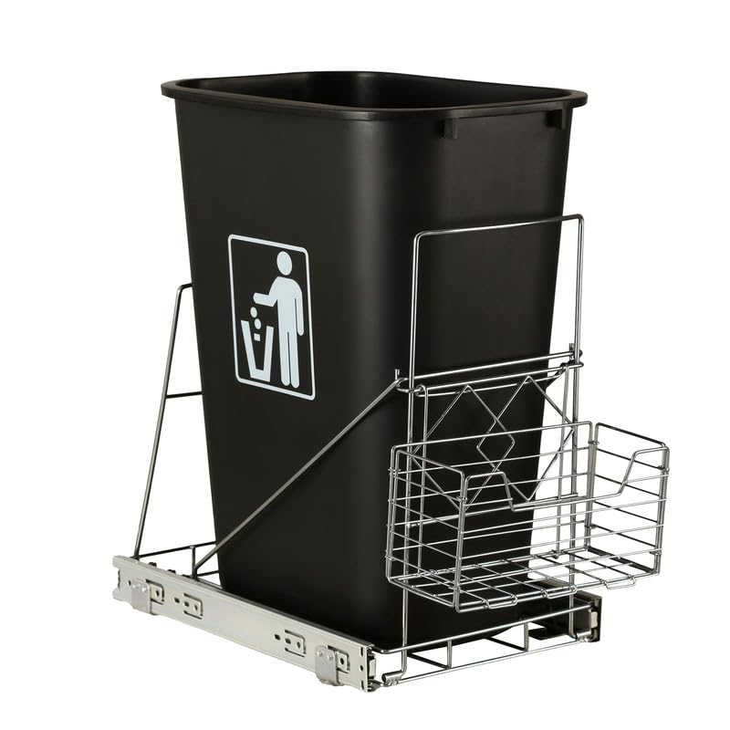 Under Cabinet Slide-Out Trash Can Fit for 7-11 Gallon Garbage Bins Roll Design
