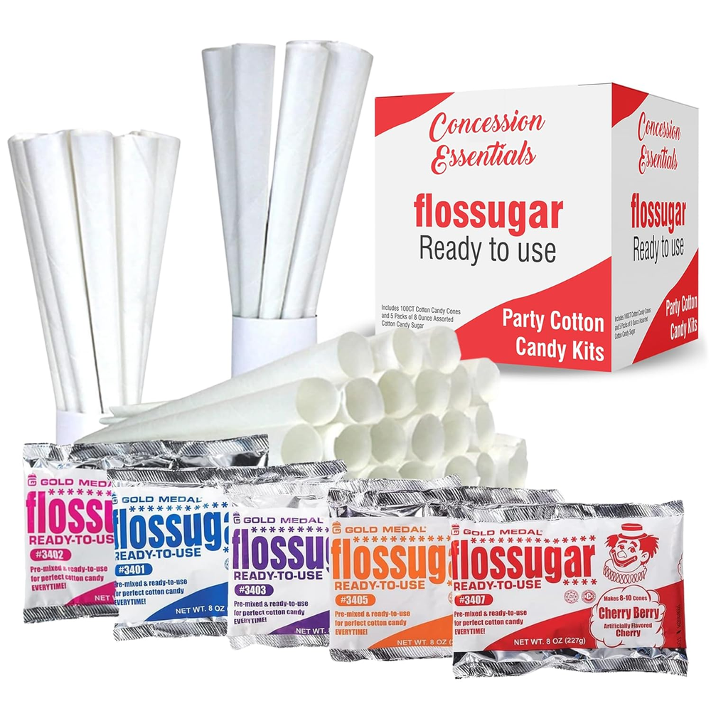 Concession Essentials Nuevos Kits de Algodón Caramelo para Fiesta de Carnaval.Incluye Algodón 100CT