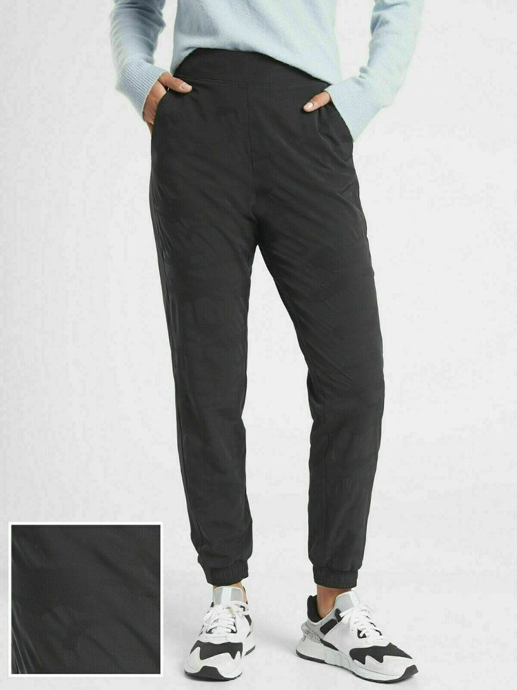Athleta Pants 14 Black Brooklyn Joggers Camouflage Camo Lined