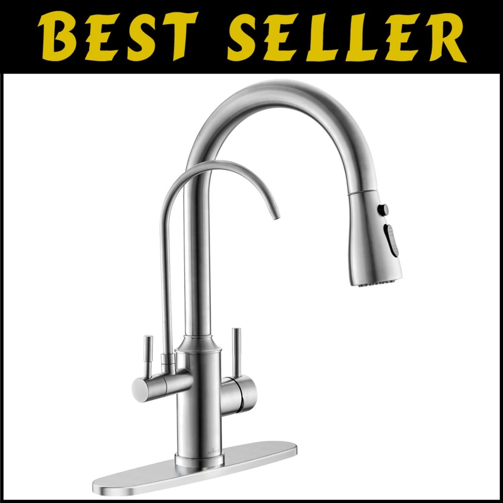 High-Arc Pull-Down Kitchen Faucet with Integrated Water Filter - Simple Install
