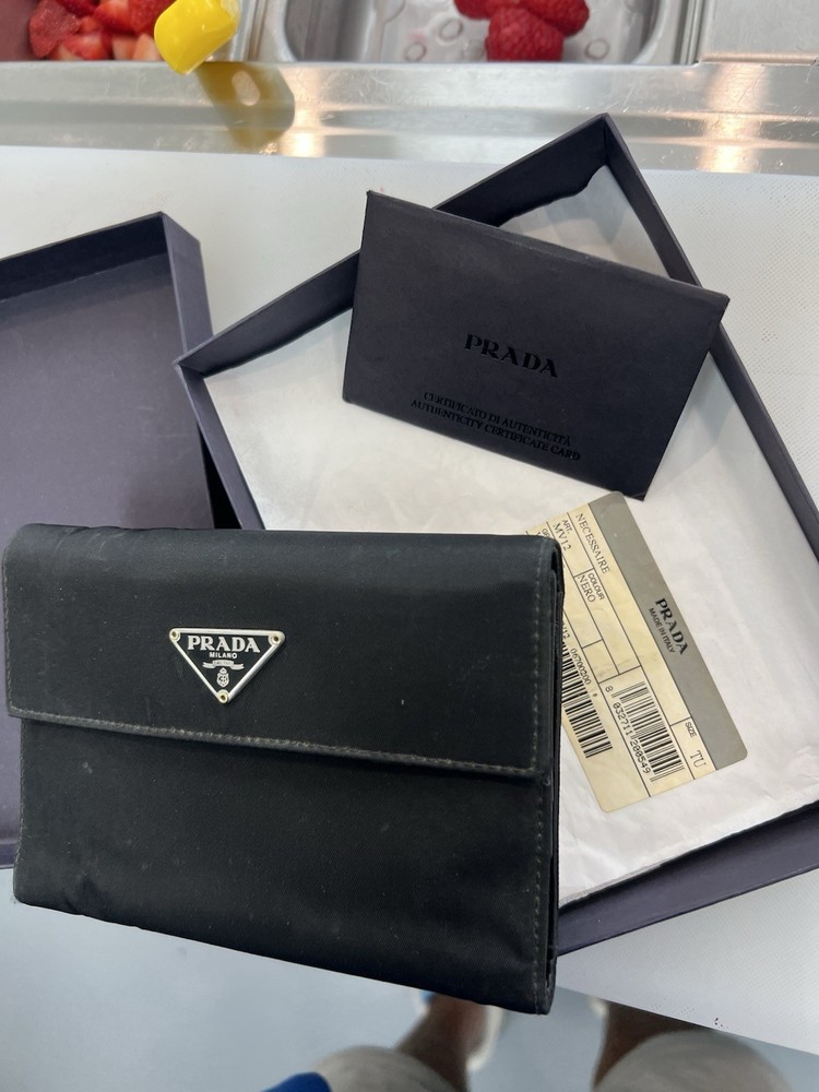 Prada Vela Nero Leather Wallet in Black