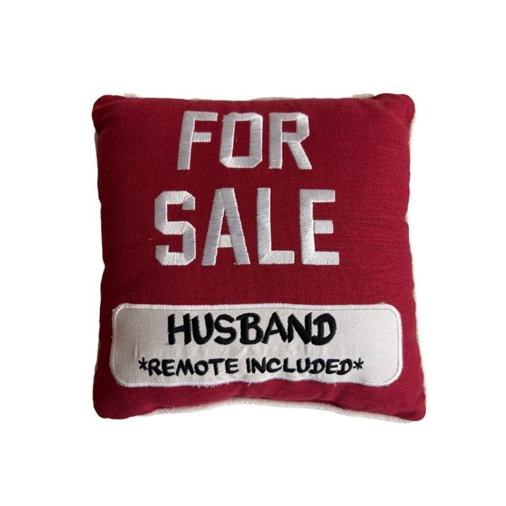 For Sale Funny Red/White Husband Remote Decorator Accent Pillow 9.5