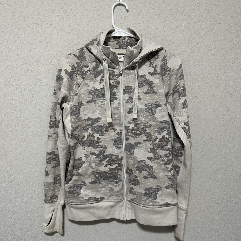 Athleta Triumph Grey Camo Zip Up Hoodie Jacket Womens Size Small 511504
