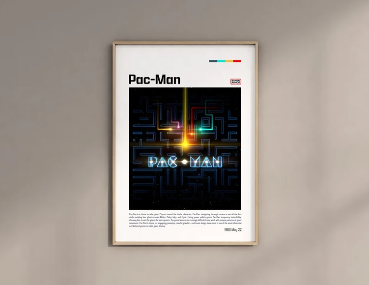 Pac Man Pacman Poster, Gaming Room Poster, Gaming Wall Poster, Gaming Print Post