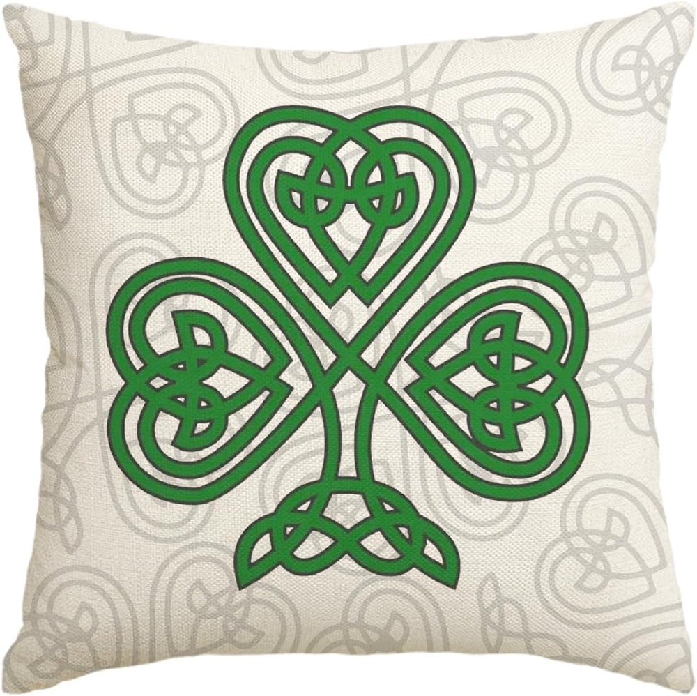 St Patricks Day Shamrock Pillow Cover 18x18 Inch Green Decor