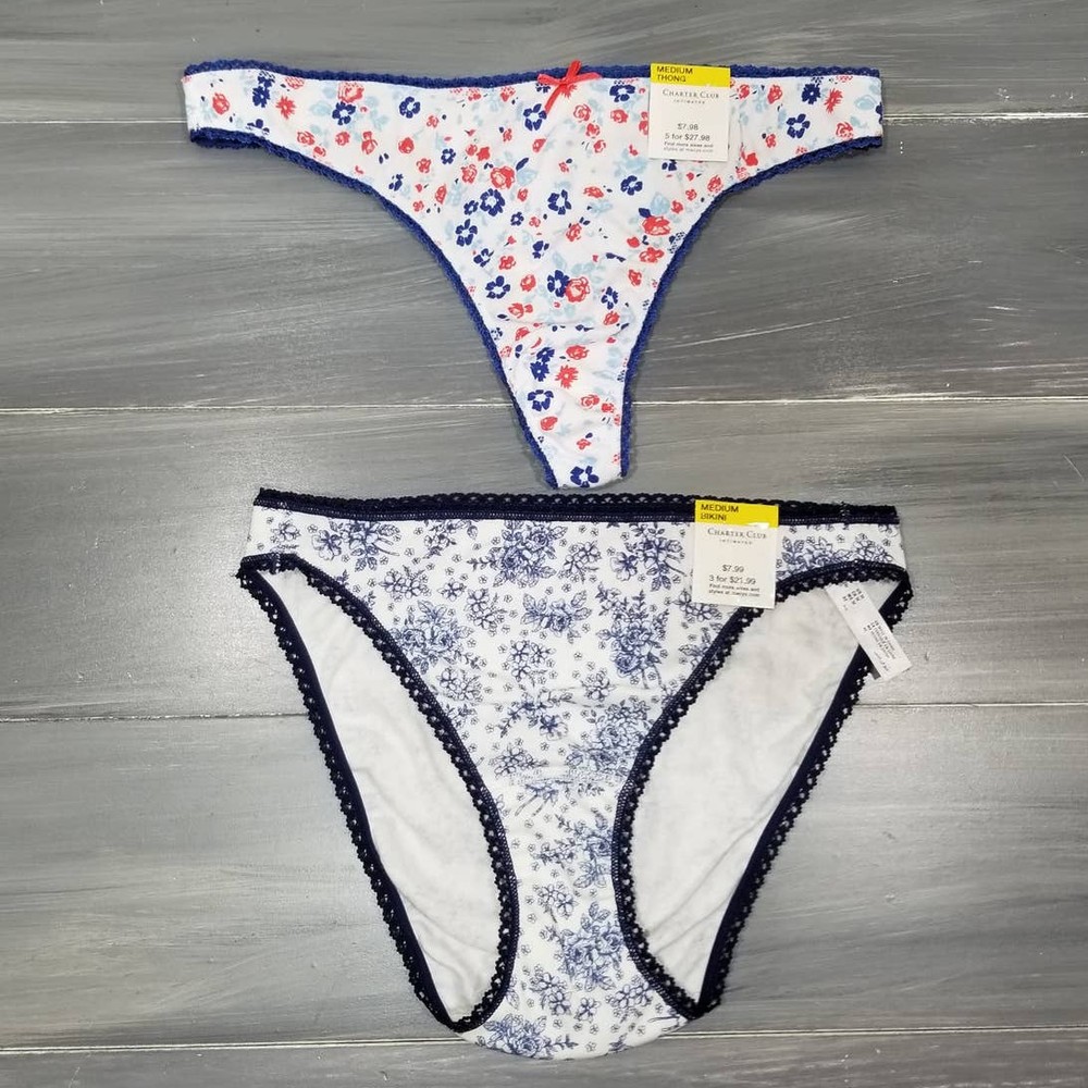 Charter Club Underwear 1 Thong, 1 Bikini 100% Cotton Size Medium