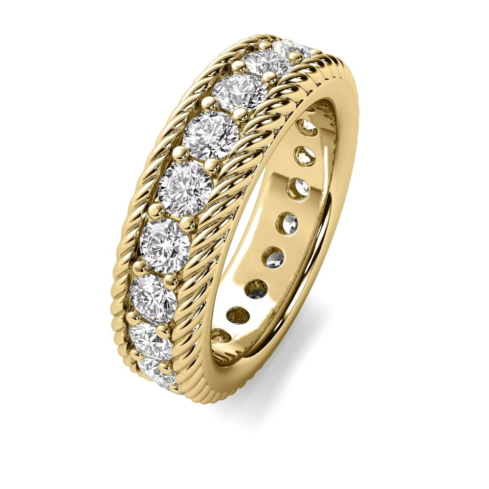 2.00 CT Round Cut Lab Created Diamond Eternity Ring  14K Yellow Gold Plated