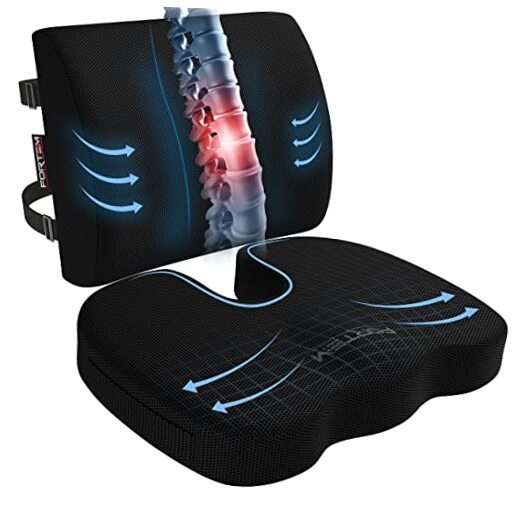 Seat Cushion and Lumbar Support for Black Mesh Seat Cushion and Lumbar Pillow