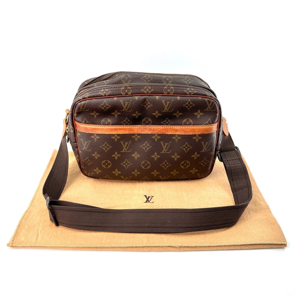 Louis Vuitton Reporter PM Shoulder Bag Monogram Brown Leather Authentic