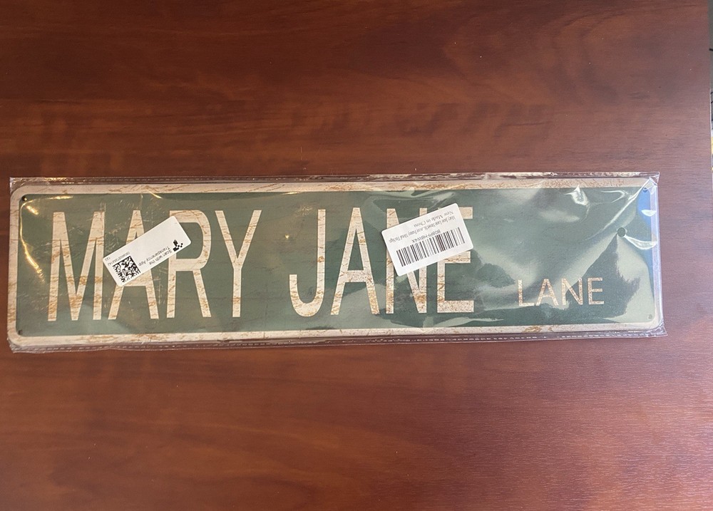 Mary Jane Lane Street Sign 15.5x4 Inch Metal Decor