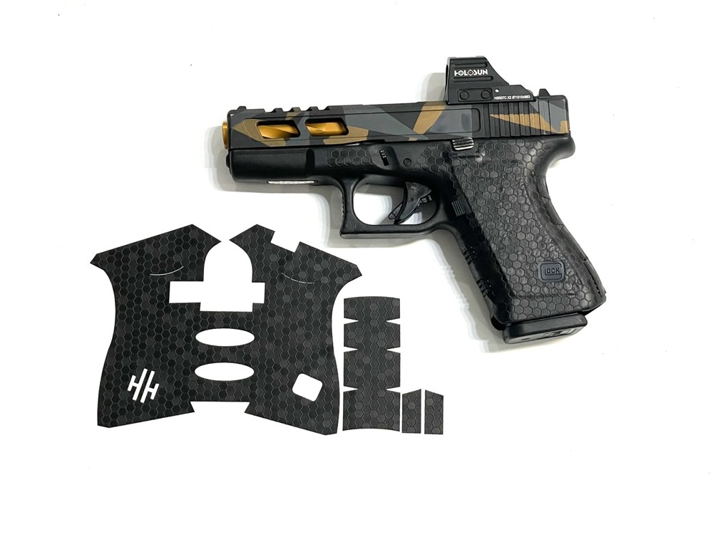 Vinyl Black Honeycomb Texture Wrap for Glock 19 Gen 5