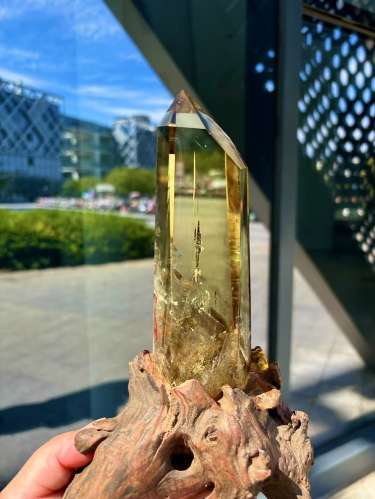 2.17LB Natural Citrine Quartz Obelisk Tower Wand for Reiki Healing Energy