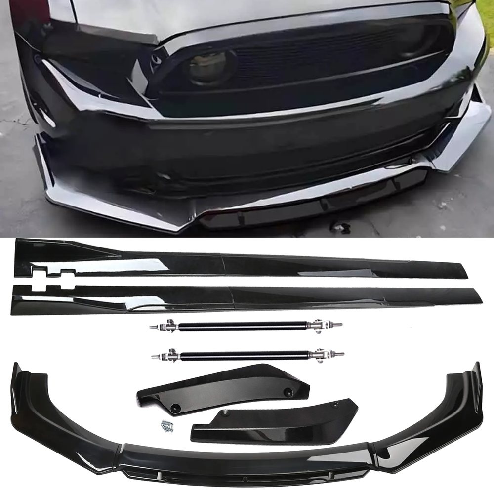 Front Bumper Lip Chin Spoiler Splitter Side Skirt Rear Rod For Ford For Mustang