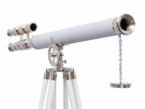 64-Inch Chrome Admiral Griffith Telescope with White Leather - Cyber Monday Deal  -image