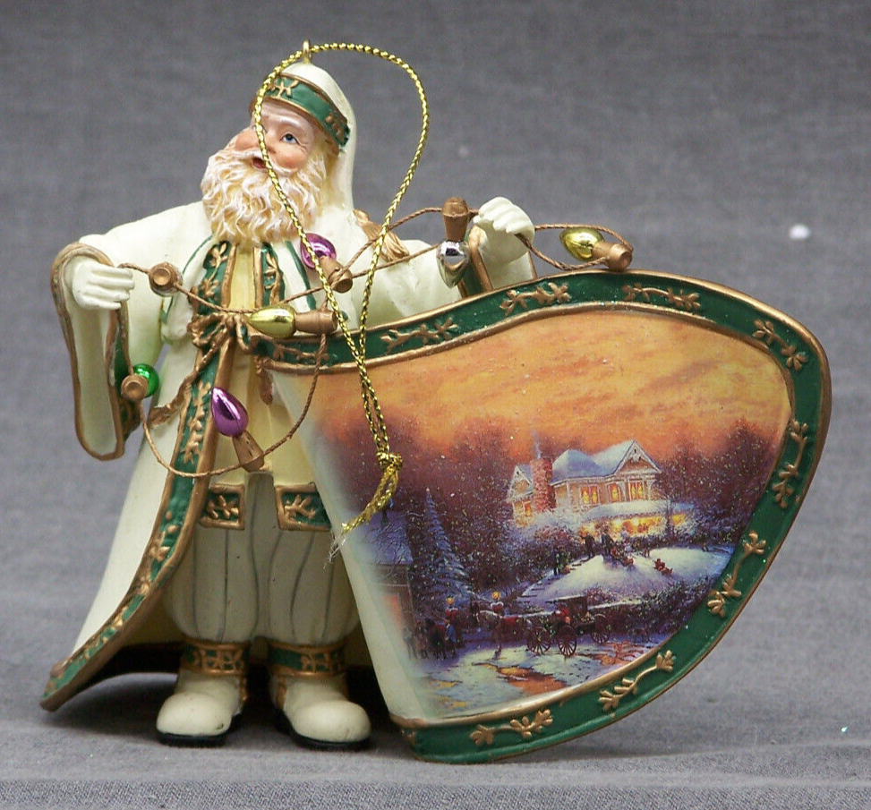 Ashton Drake Thomas Kincade Old World Santa Christmas Ornament with Lights