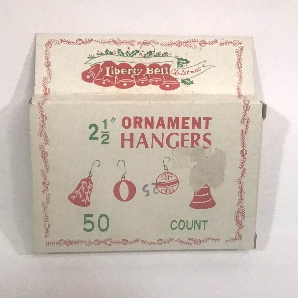 NOS Vintage Liberty Bell Metal Christmas Tree 2.5” Ornament Hooks Original Box