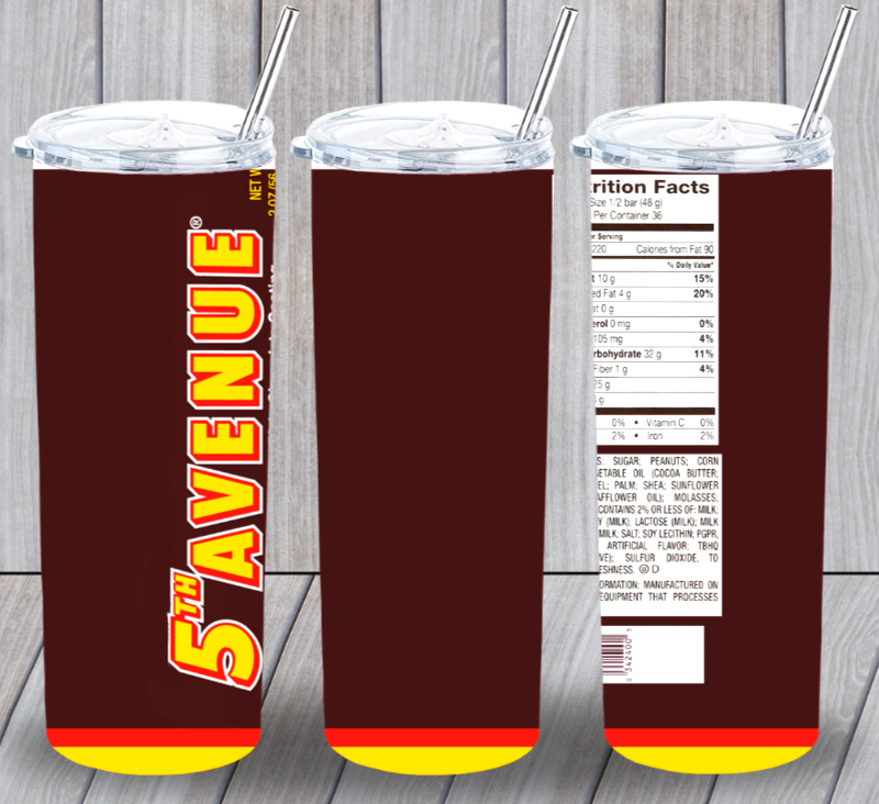 5th Avenue Candybar Multicolor 20oz Insulated Tumbler Lid Plastic Straw New