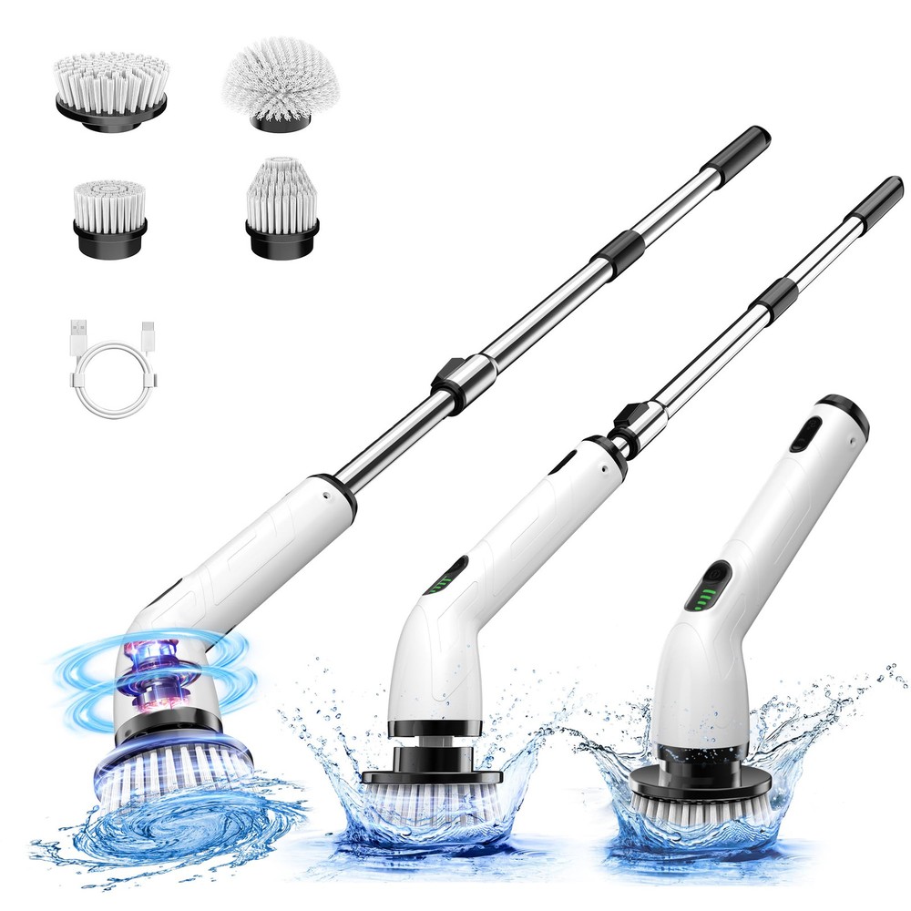 Cordless Electric Spin Scrubber Shower Brush with Replaceable Brush Heads