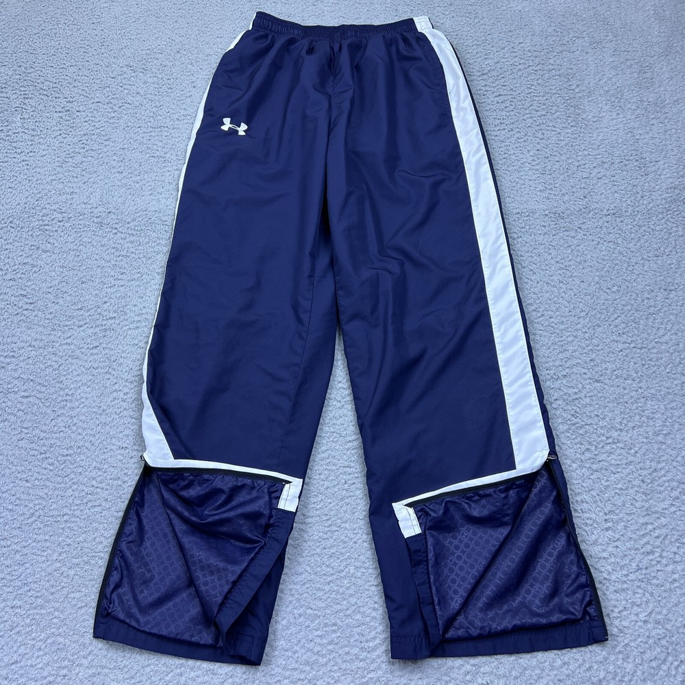 Under Armour Mens Medium Blue Track Pants with Ankle Zip and Side Stripe
