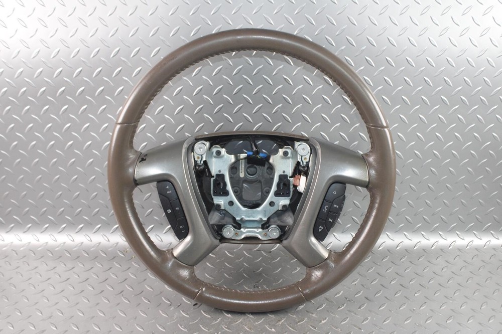 07-14 GM SUV *WORN* Cashmere Tan Leather Driver Steering Wheel Control Switches
