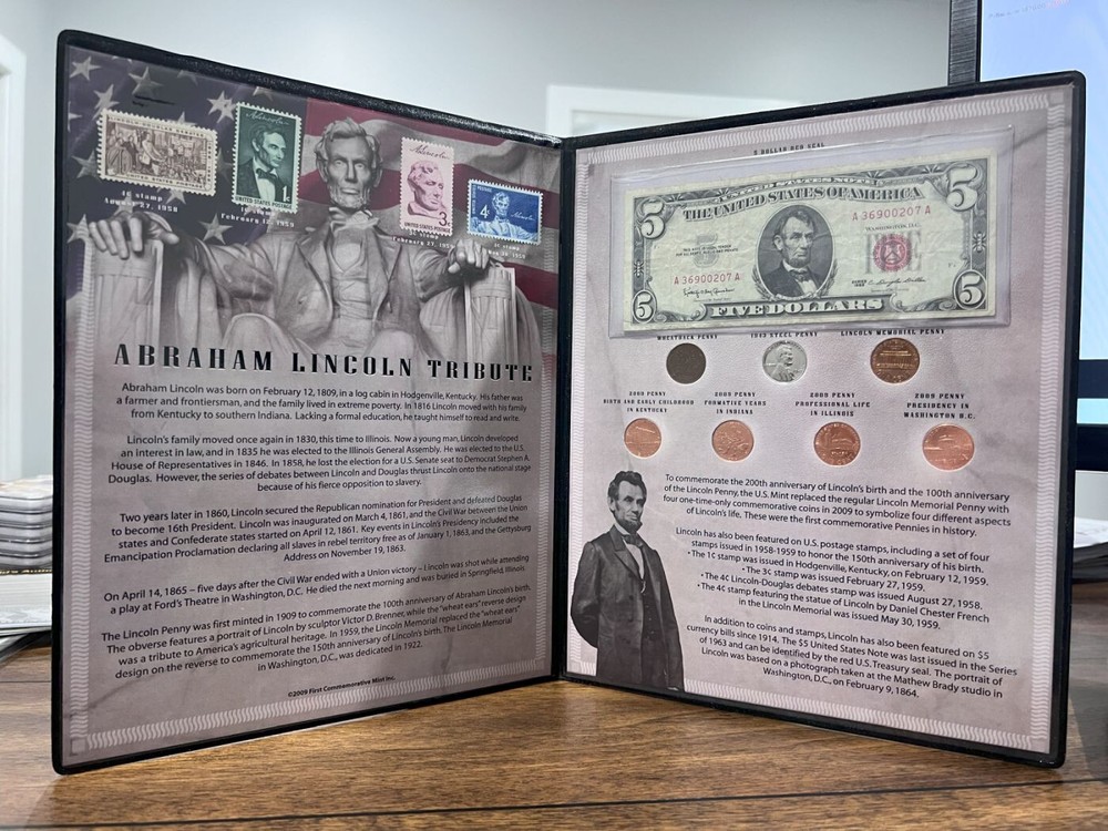USA ABRAHAM LINCOLN TRIBUTE 1943 to 2009 Coins & Banknotes & to replace the $2