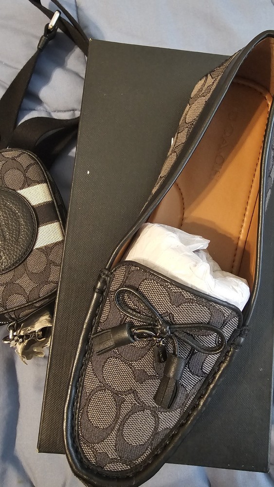 Moira Sig Jacq Black Coal Loafers by Coach Size 11B