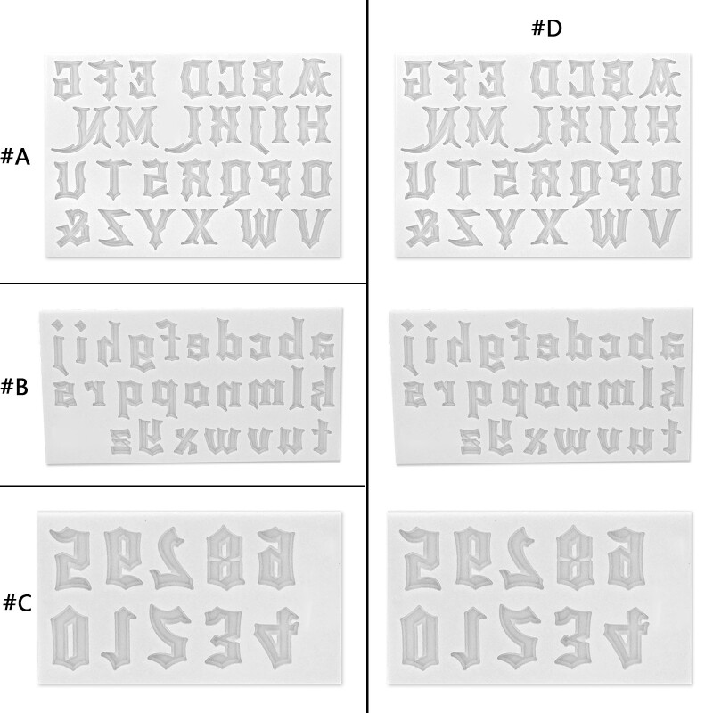 Gothic Font Letters Numbers Keychain Epoxy Resin Mold Handmade Mould