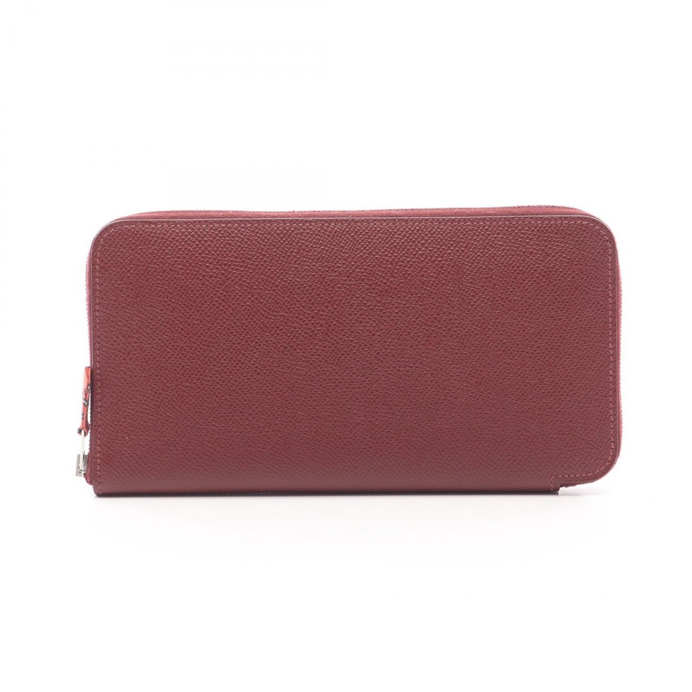 HERMES Azap long silk wallet Epsom leather Brown Rouge H Used Women T SHW