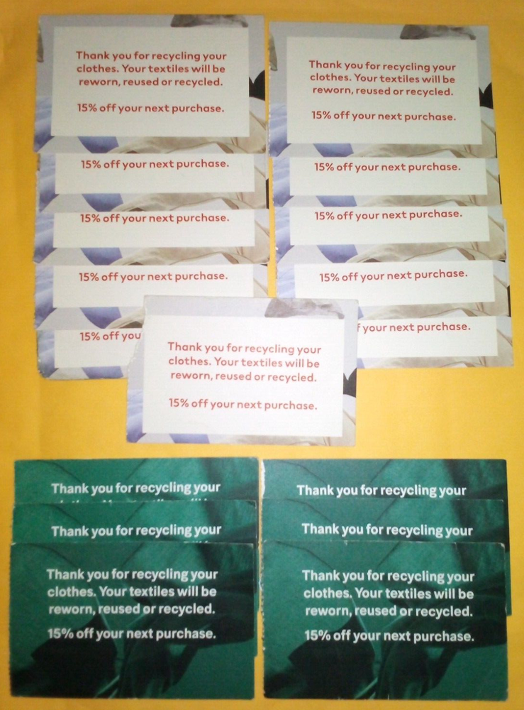 Lot Of 17 H&M 15% Off Your Next Purchase Coupons - No Expire - In-store / Online