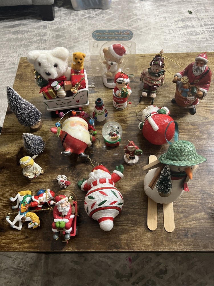 Vintage Christmas Tree Ornaments Santa Snowman Angels Lot Of 18 Japan, and C