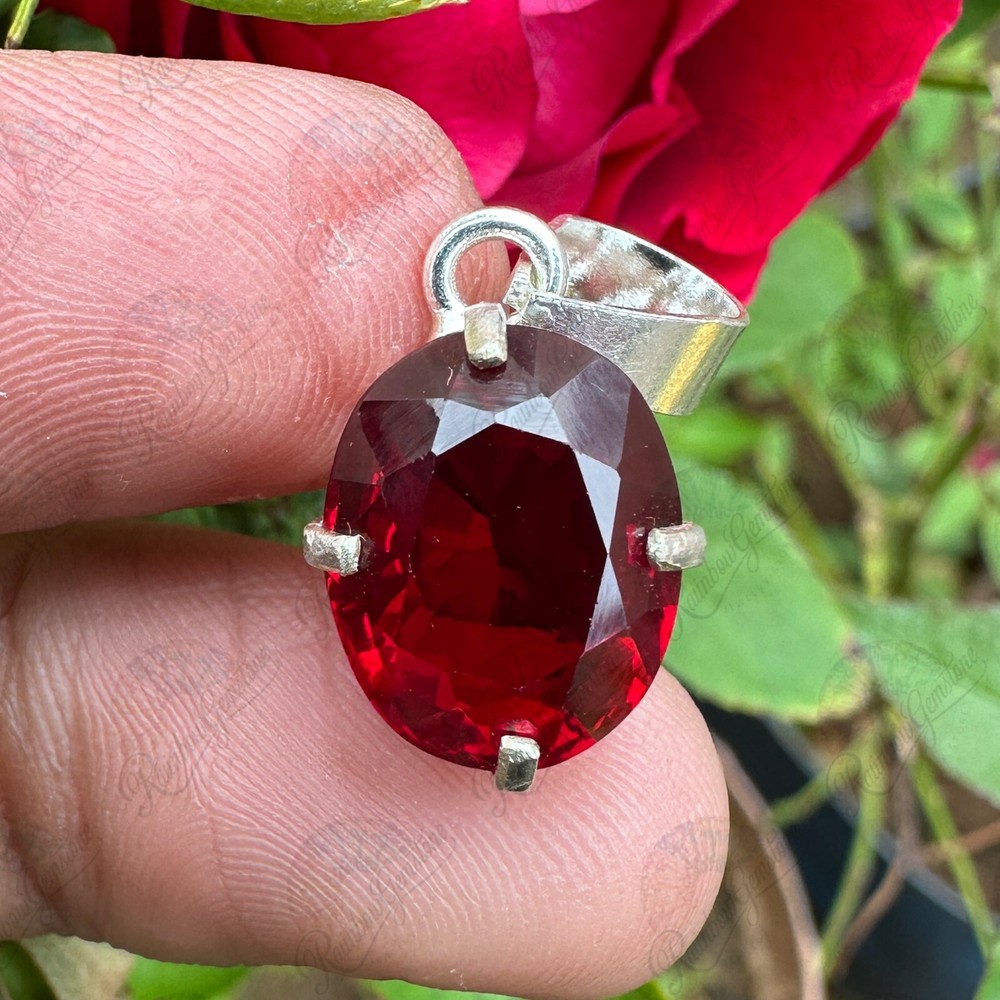 16.25ct Natural Dark Red Ruby 925 Silver Pendant Jewelry