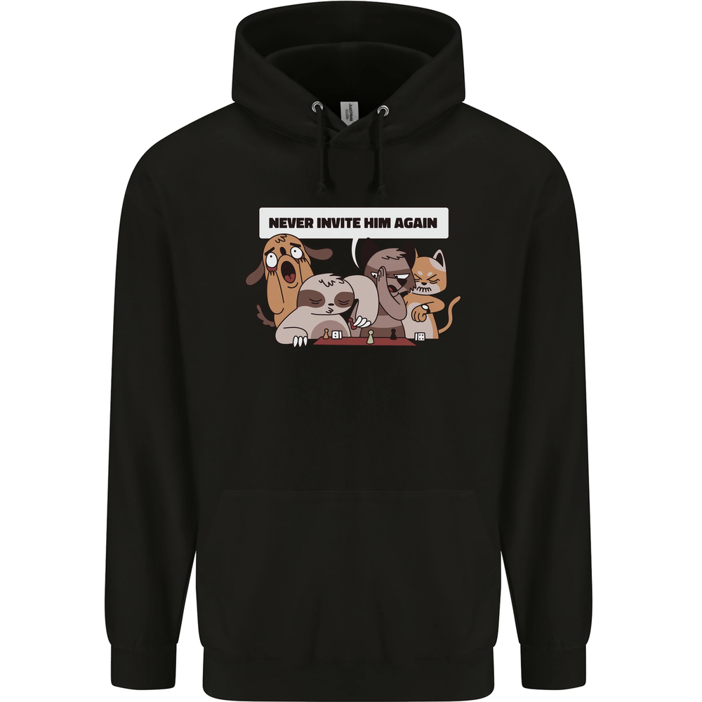 Sloth Board Games Funny Mens 80% Cotton Hoodie