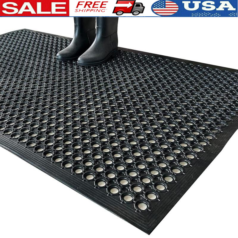 Heavy Duty Non-Slip Rubber Drainage Mat for Kitchen Outdoor Entrance