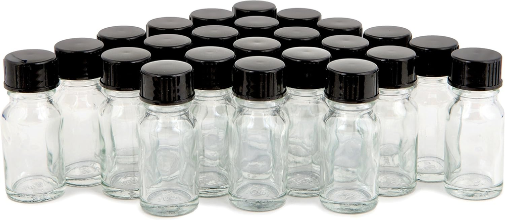 Vivaplex, 24, Clear, 10 Ml (1/3 Oz) Glass Bottles, with Lids